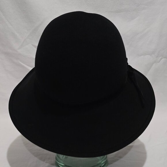 Helen Kaminski Sydney Australia Black Classic Cloche Merino Wool Hat OS - Picture 3 of 8